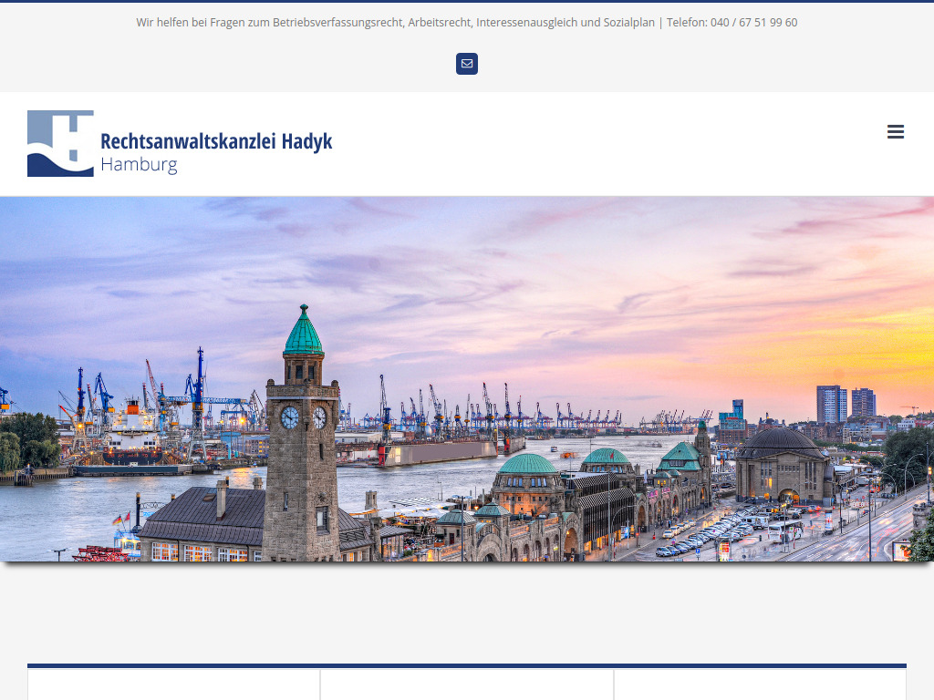Website von Rechtsanwaltskanzlei Hadyk in Hamburg