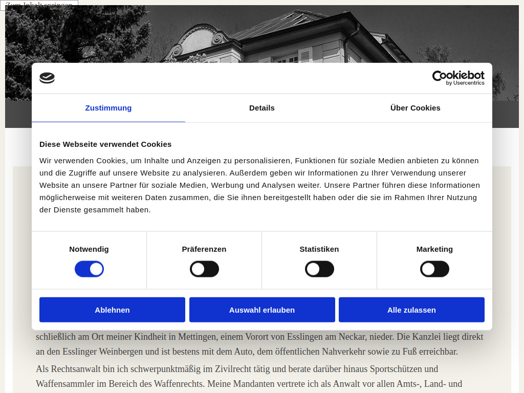Website von Rechtsanwaltskanzlei Heuer in Esslingen