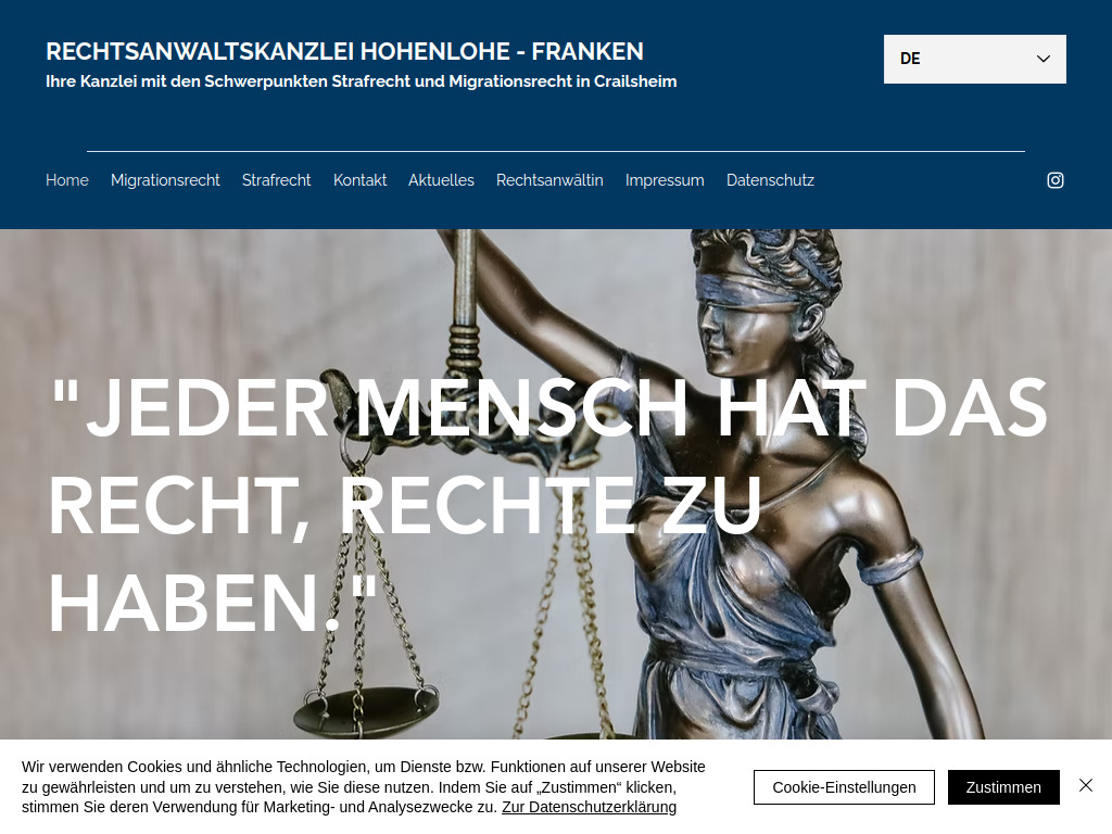 Website von Rechtsanwaltskanzlei Hohenlohe - Franken in Crailsheim