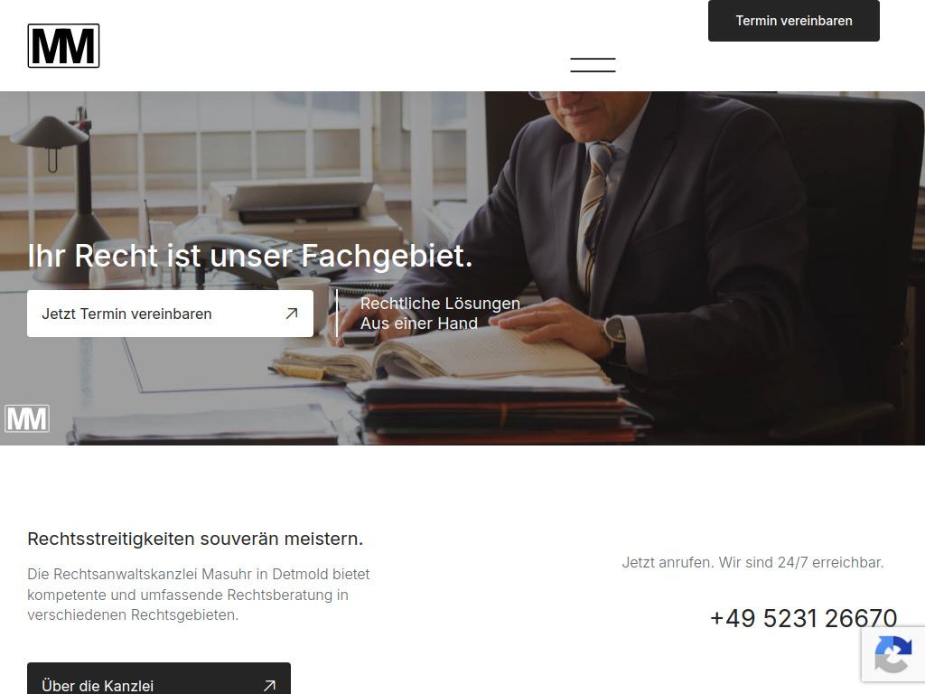 Website von Rechtsanwaltskanzlei Masuhr in Detmold