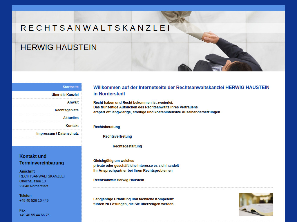 Website von Rechtsanwaltskanzlei Herwig Haustein in Norderstedt
