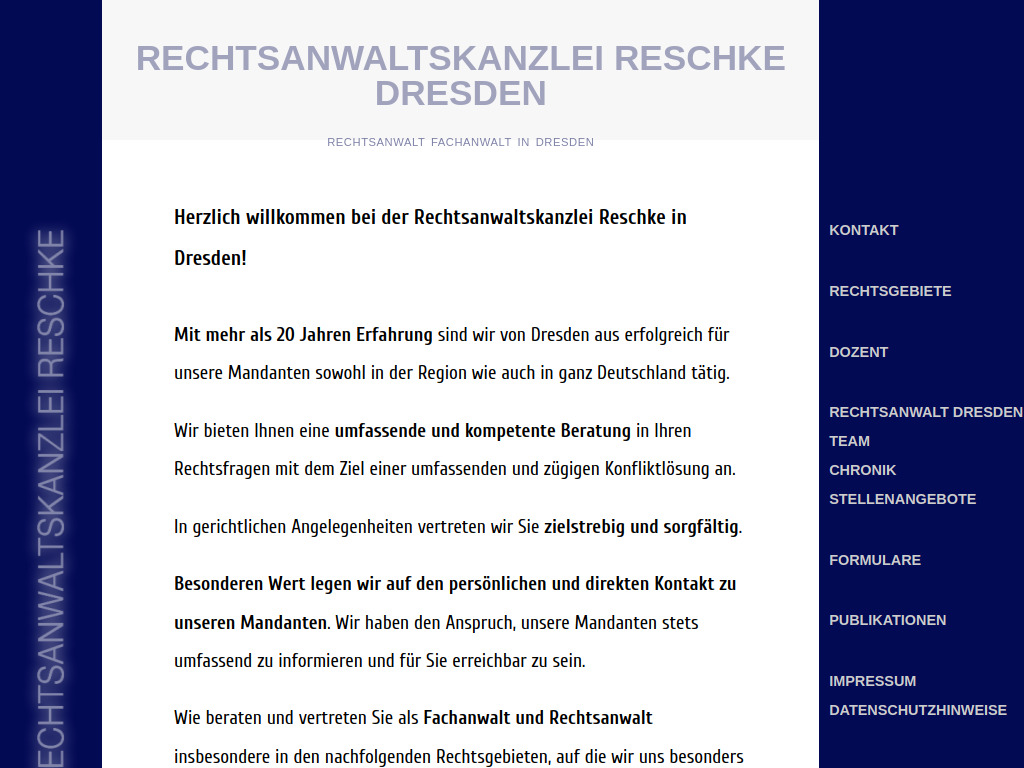 Website von Rechtsanwaltskanzlei Reschke
