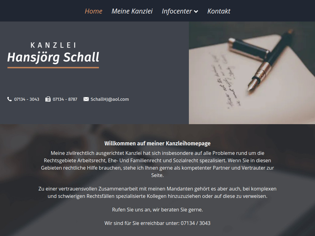 Website von Kanzlei Schall in Weinsberg