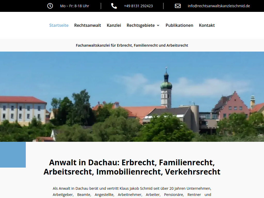 Website von Rechtsanwaltskanzlei Klaus Jakob Schmid in Dachau