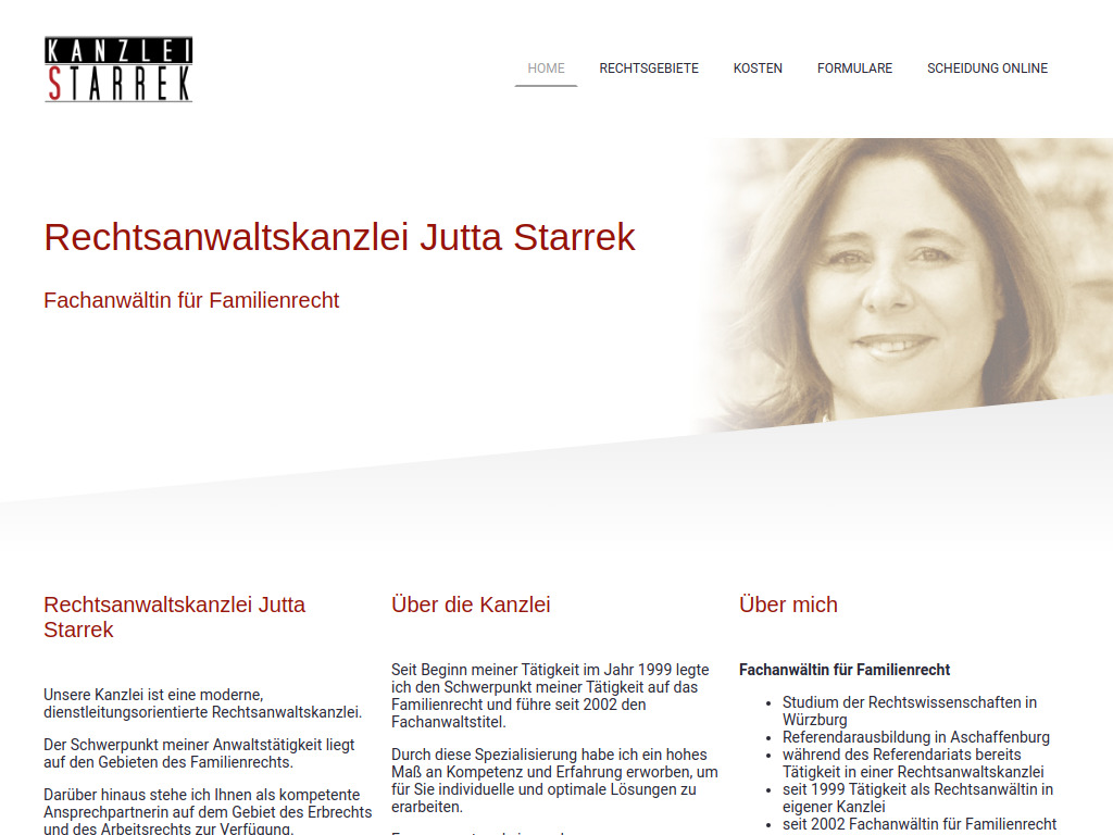 Website von Rechtsanwaltskanzlei Jutta Starrek in Großheubach