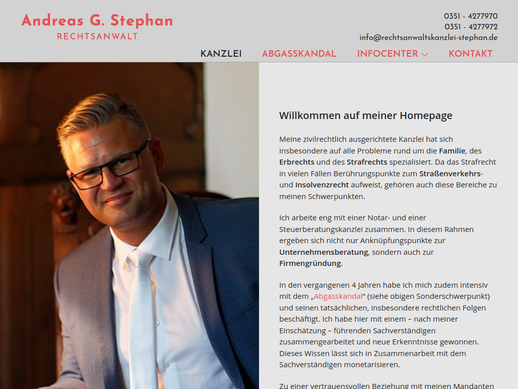 Website von Rechtsanwaltskanzlei Stephan in Dresden
