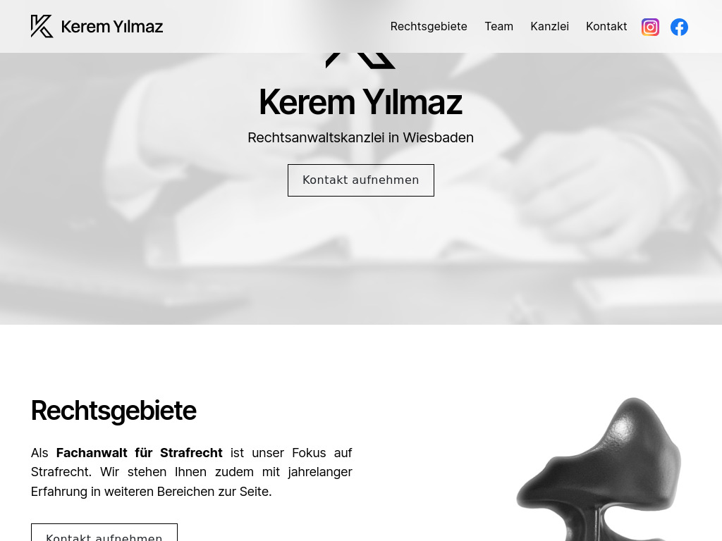 Website von Rechtsanwaltskanzlei Kerem Yılmaz in Wiesbaden