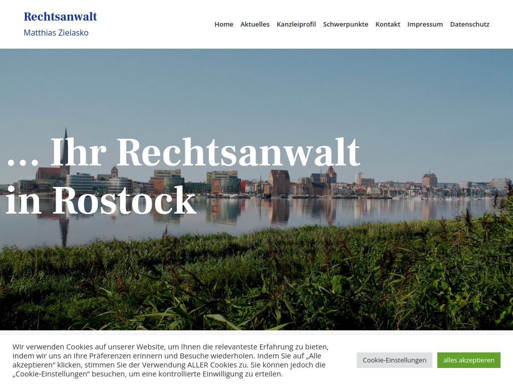 Website von Rechtsanwalt Matthias Zielasko in Rostock