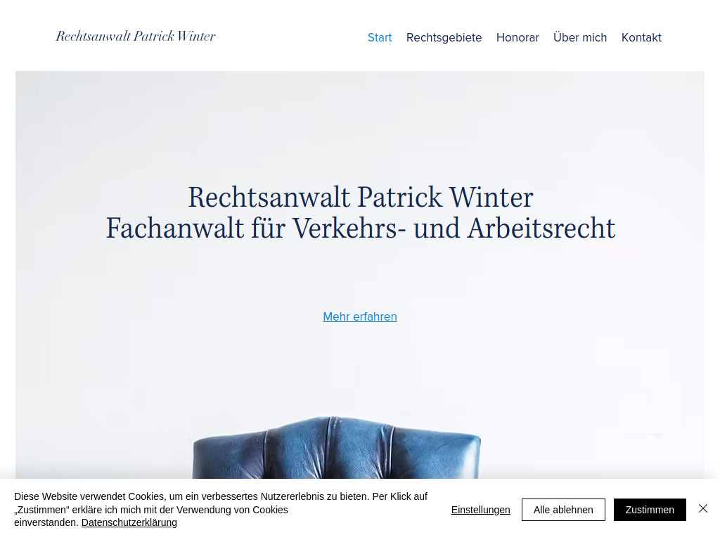 Website von Patrick Winter, Rechtsanwalt in Berlin
