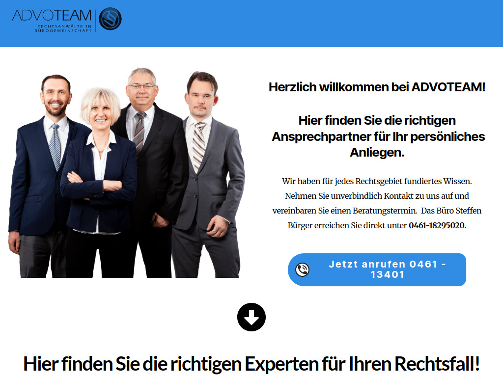 Website von ADVOTEAM Flensburg in Flensburg