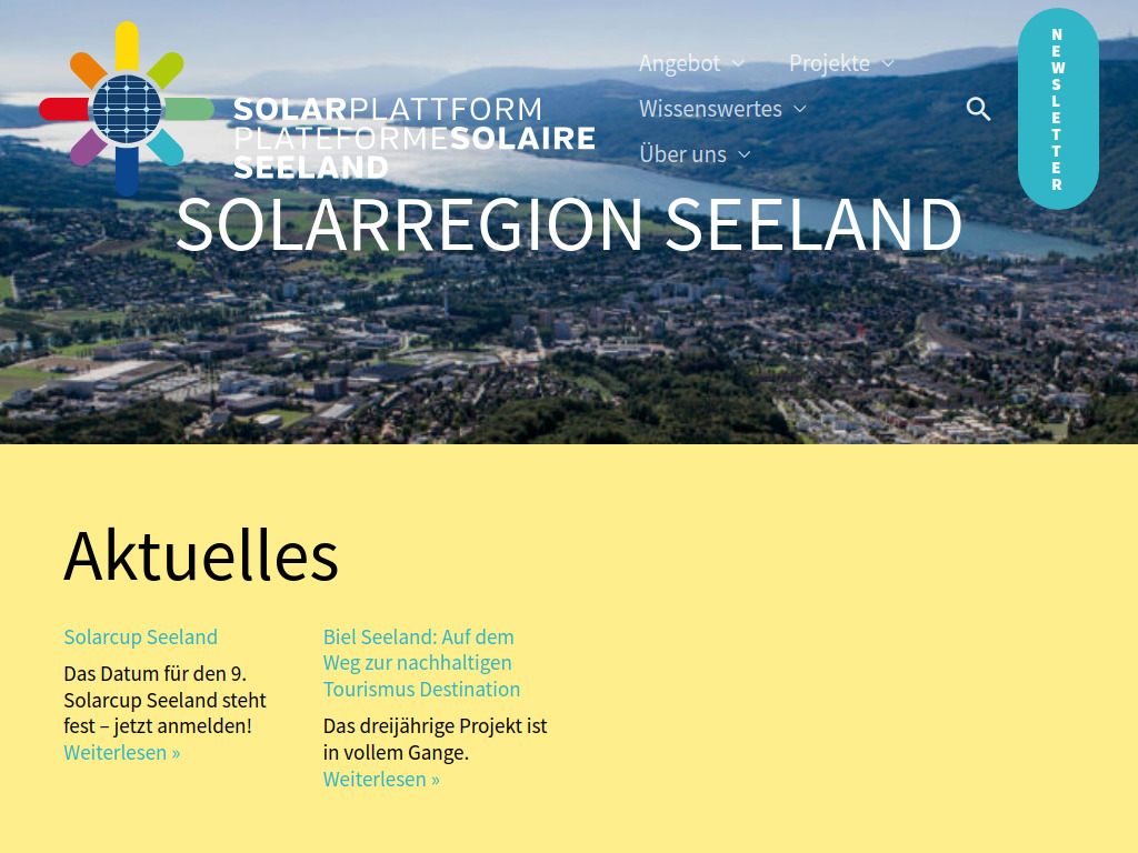 Website von Solarplattform Seeland