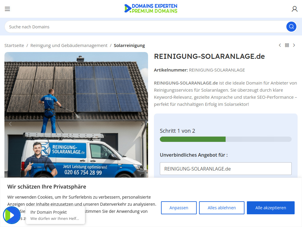Website von REINIGUNG-SOLARANLAGE.de in Frankfurt am Main