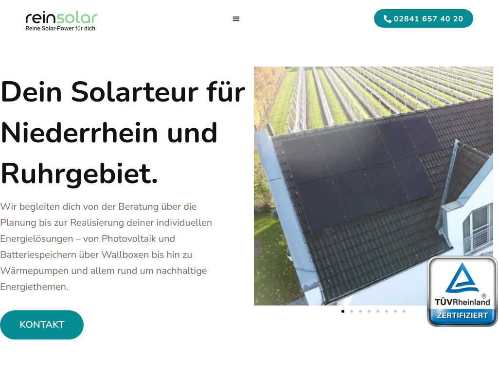 Website von reinsolar GmbH in Duisburg