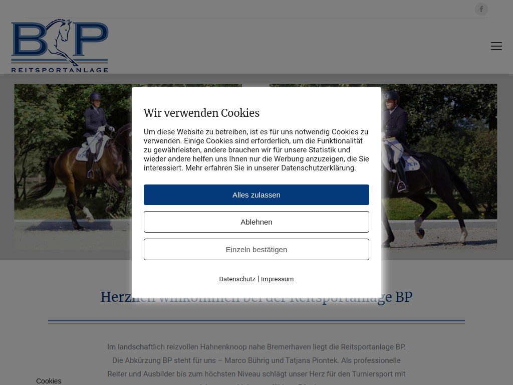 Website von Bührig, Piontek Reitsportanlage GbR in Loxstedt