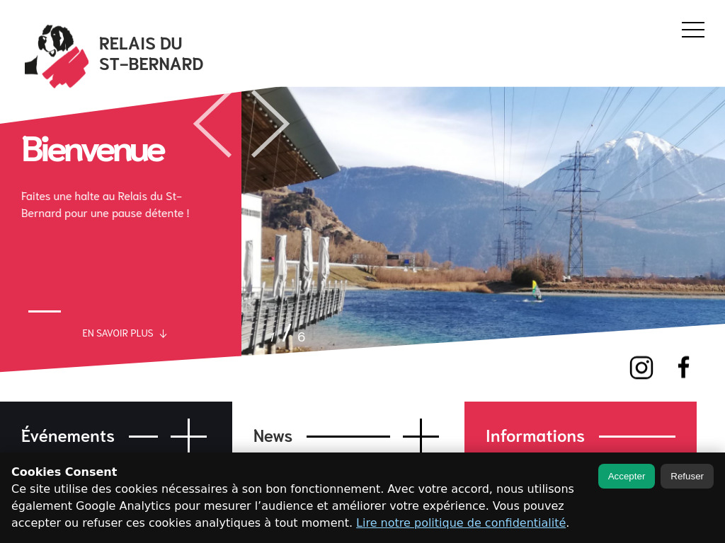 Website von Relais du St-Bernard