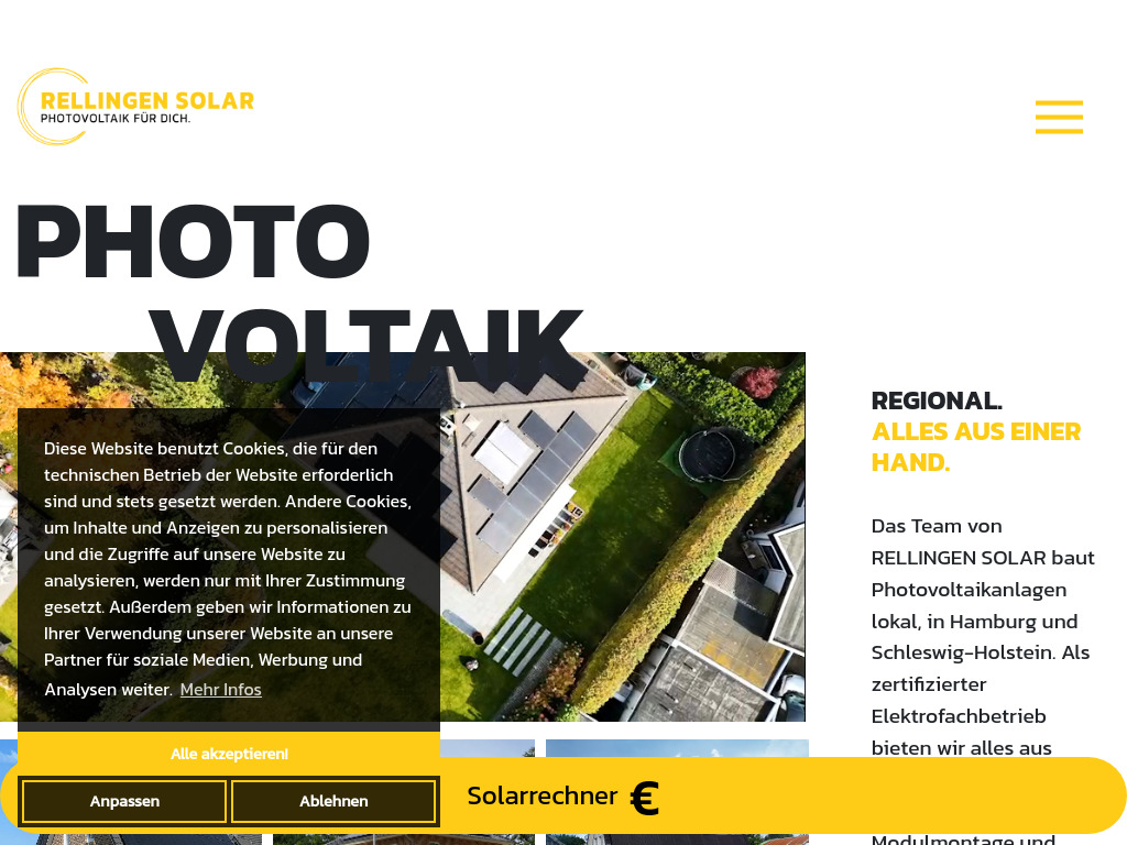 Website von Photovoltaikanlagen in Hamburg & Schleswig-Holstein in Rellingen