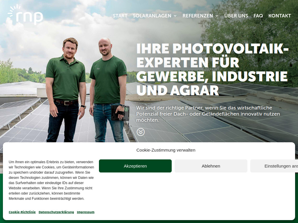 Website von rnp Solar GmbH & Co. KG in Hamburg