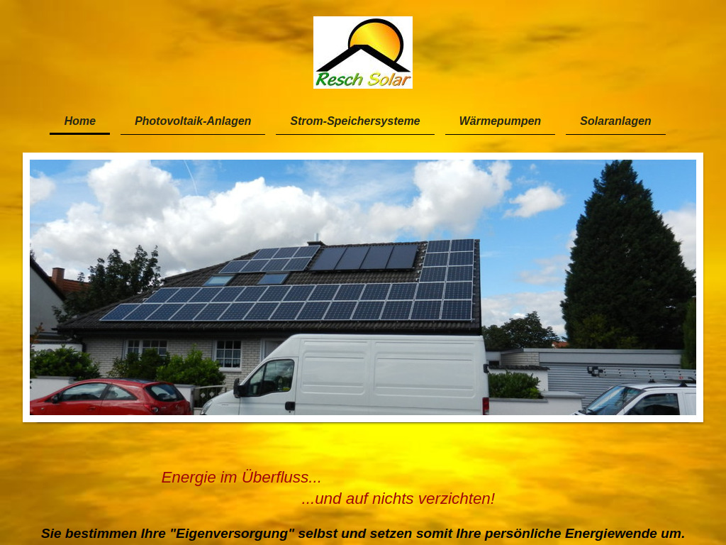 Website von Resch Solar in Grünstadt