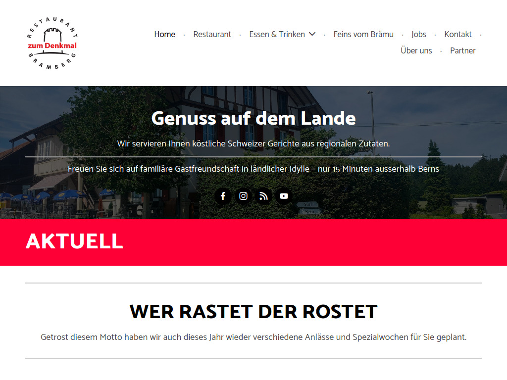 Website von Restaurant zum Denkmal Bramberg KLG in Neuenegg