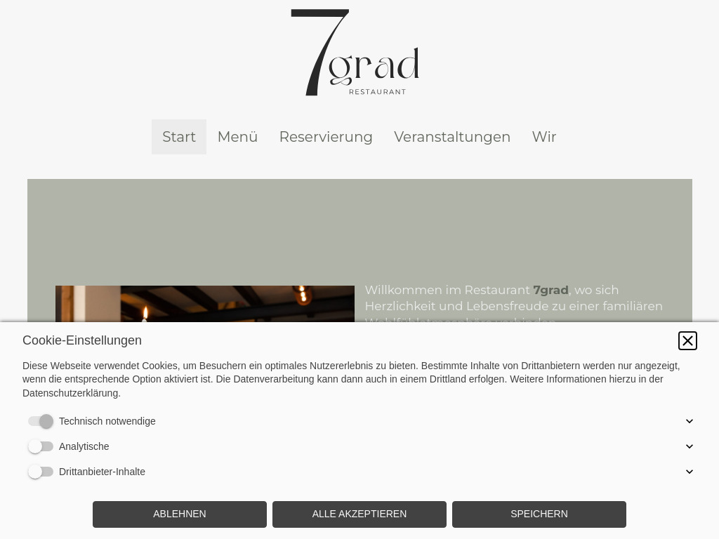 Website von Restaurant 7grad in Osnabrück