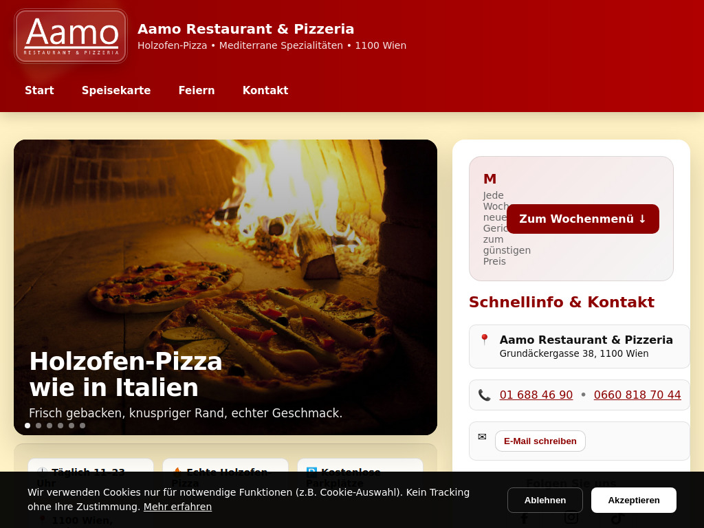 Website von Aamo Restaurant OG in Wien