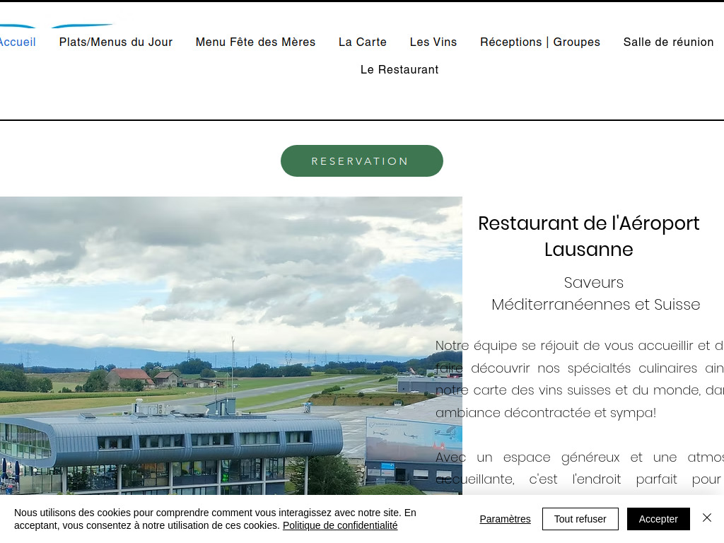 Website von Restaurant de l'Aéroport in Lausanne