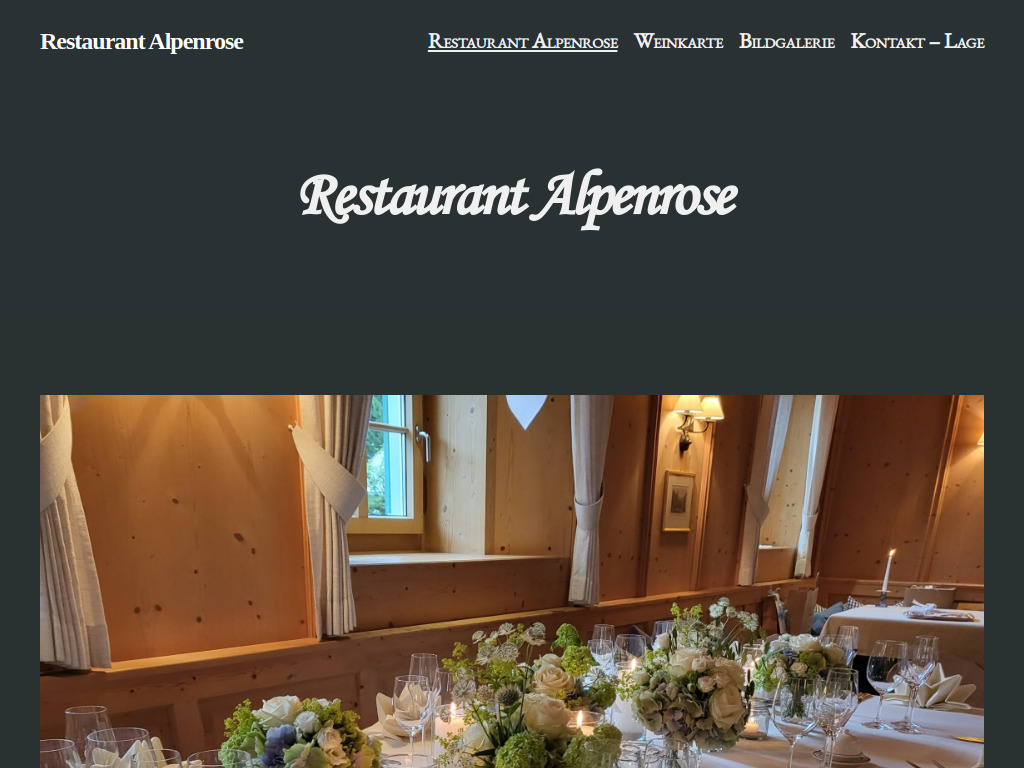 Website von Restaurant Alpenrose in Sils Maria