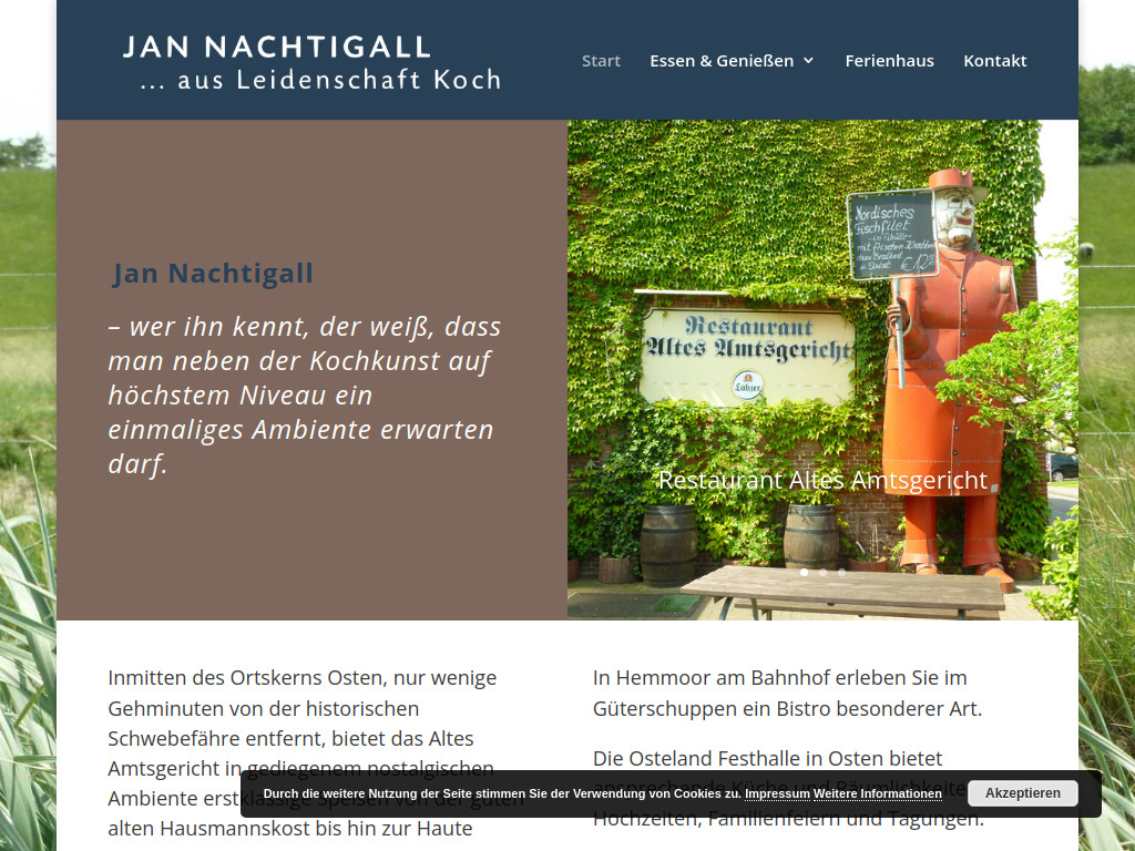 Website von Jan Nachtigall - Koch aus Leidenschaft in Osten