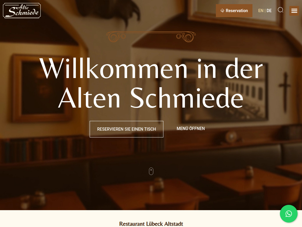 Website von Alte Schmiede Restaurant in Lübeck