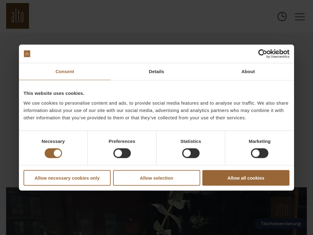 Website von Restaurant alto Bremen