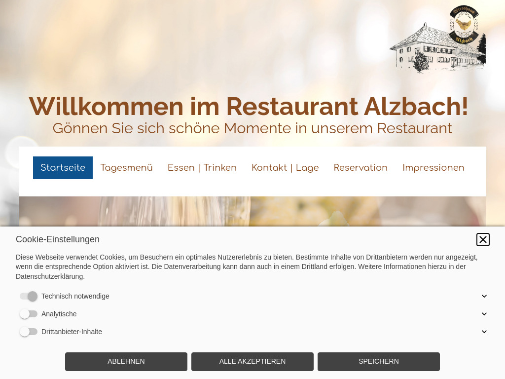Website von Restaurant Alzbach in Reinach