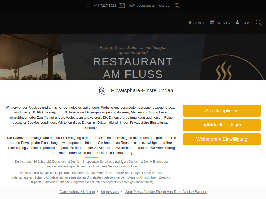 Website von Restaurant am Fluss in Rheinmünster