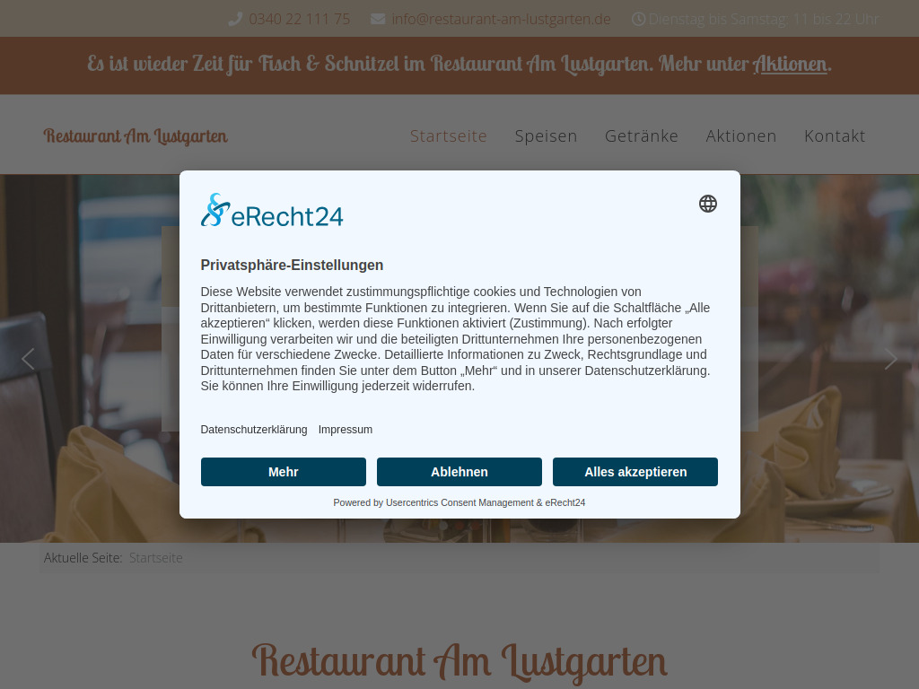 Website von Restaurant Am Lustgarten in Dessau-Roßlau