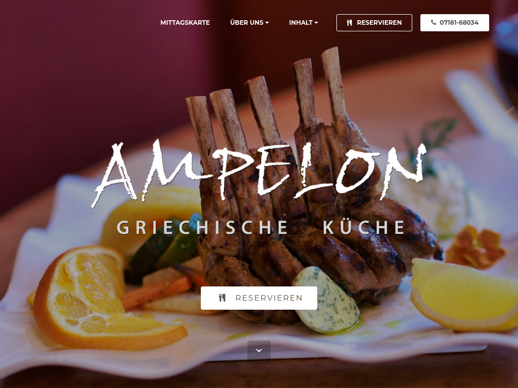 Website von Restaurant Ampelon in Schorndorf