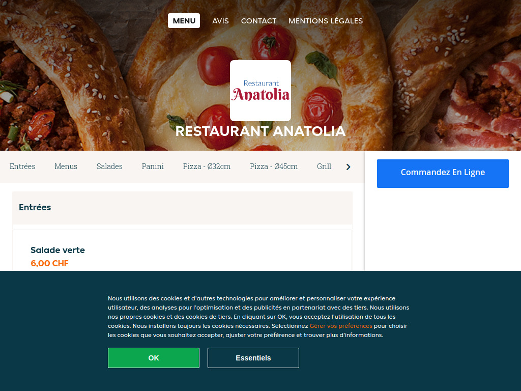 Website von Restaurant Anatolia - Commander un repas en ligne à Le locle in Le Locle