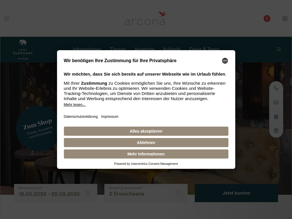 Website von Urlaub in Thüringen buchen in Weimar