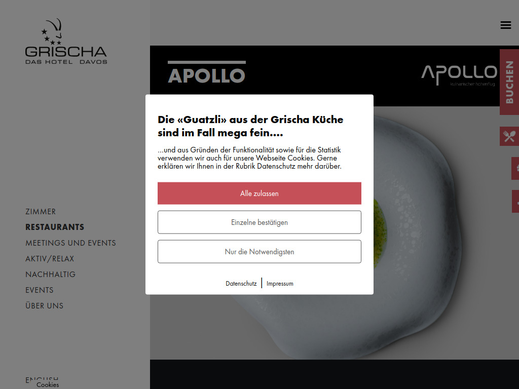 Website von Apollo Restaurant