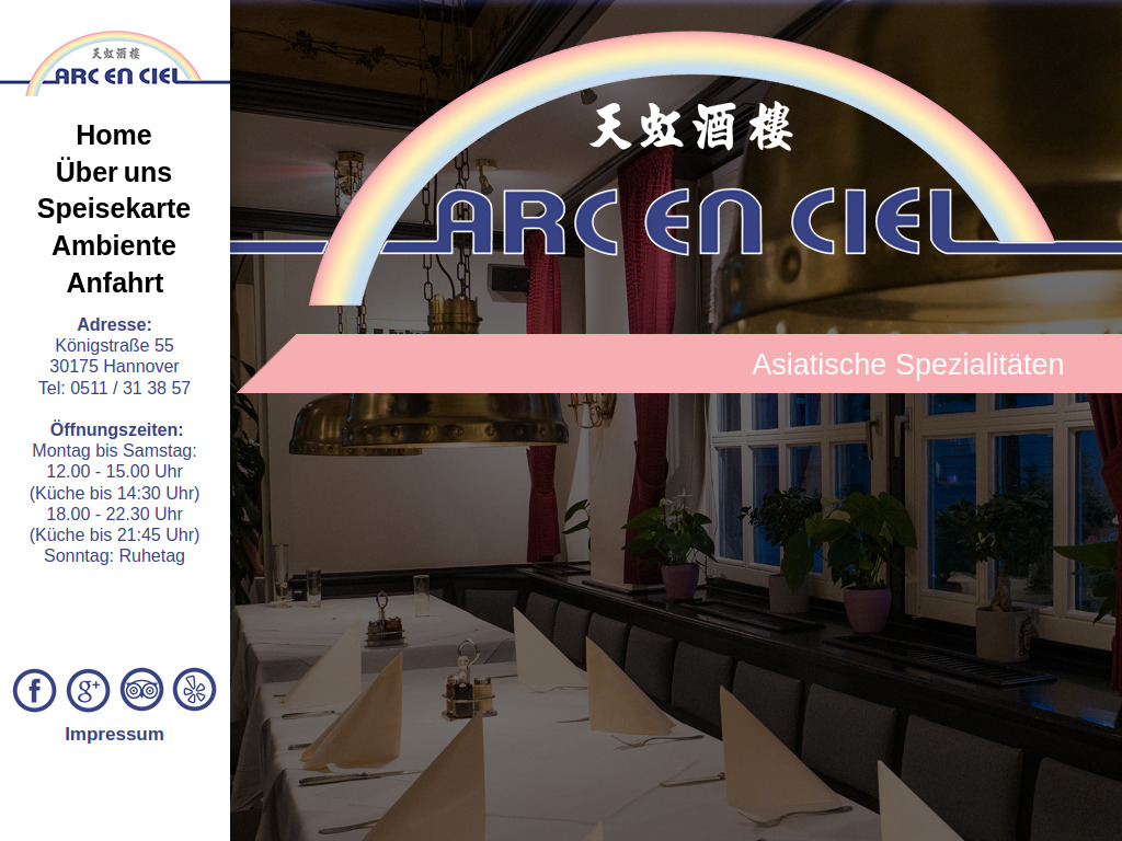 Website von Arc en Ciel in Hannover