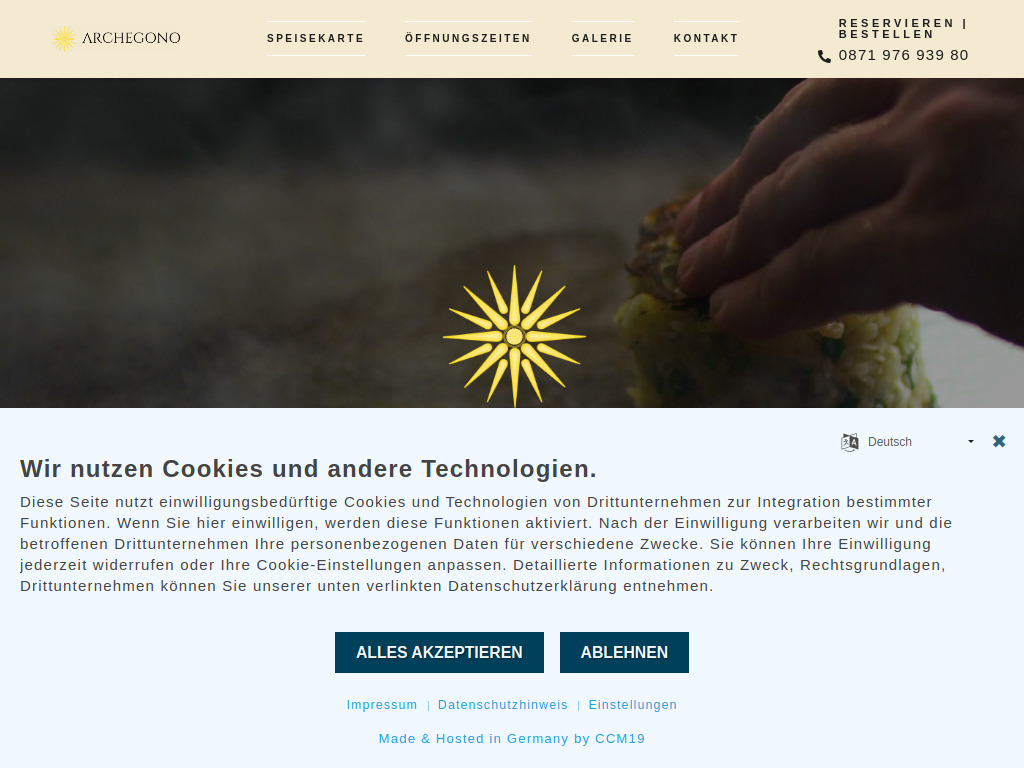 Website von Restaurant Archegono in Altdorf