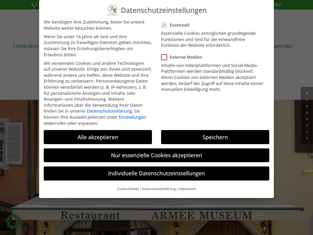 Website von Restaurant Armeemuseum in Meersburg