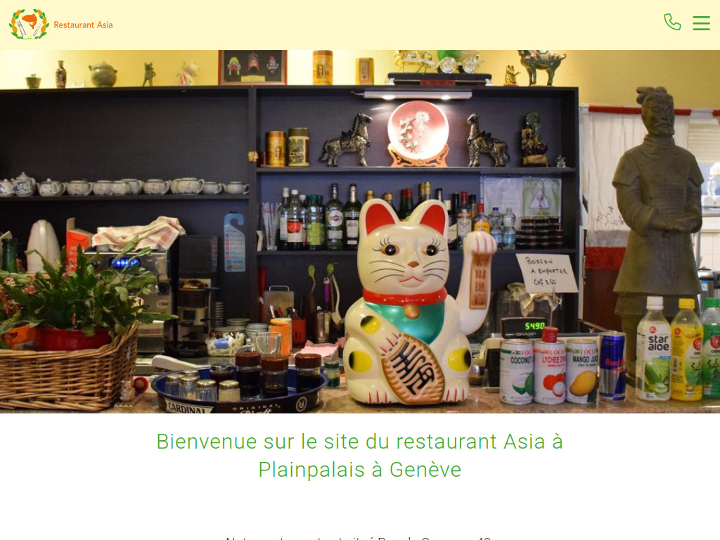 Website von Restaurant Asia in Genève
