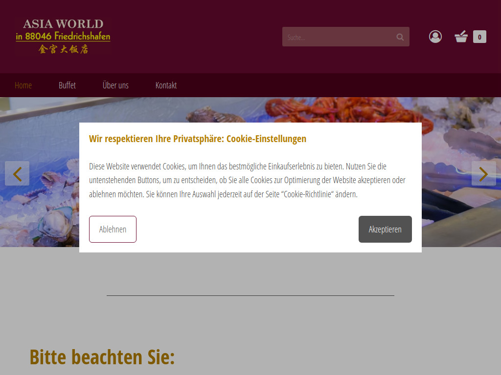 Website von Restaurant Asia World Friedrichshafen in Friedrichshafen
