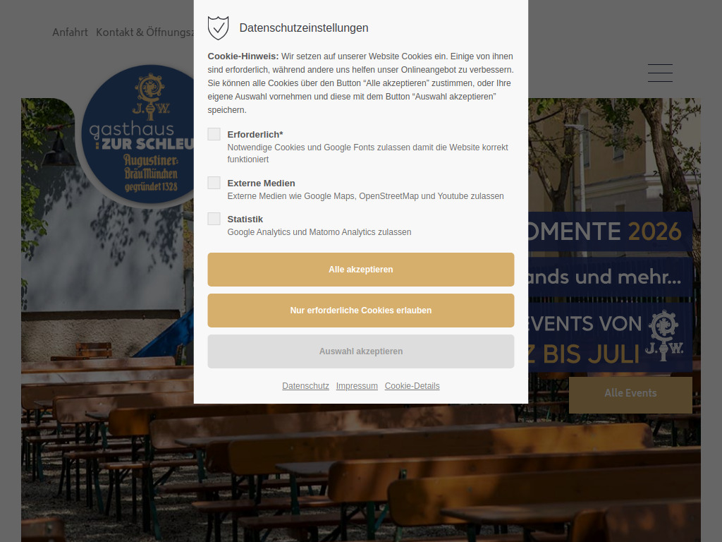 Website von Restaurant - Biergarten - Augustiner - Zur Schleuse in Landshut