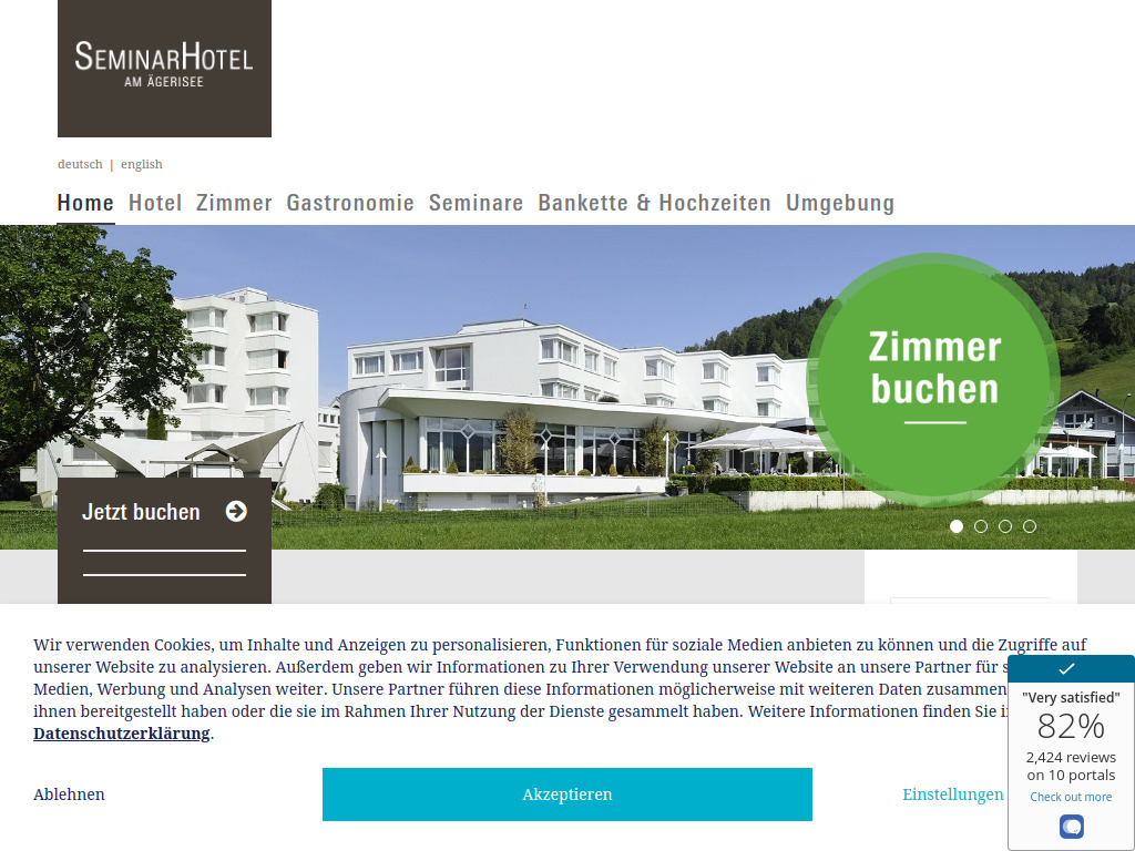 Website von SeminarHotel am Ägerisee in Unterägeri