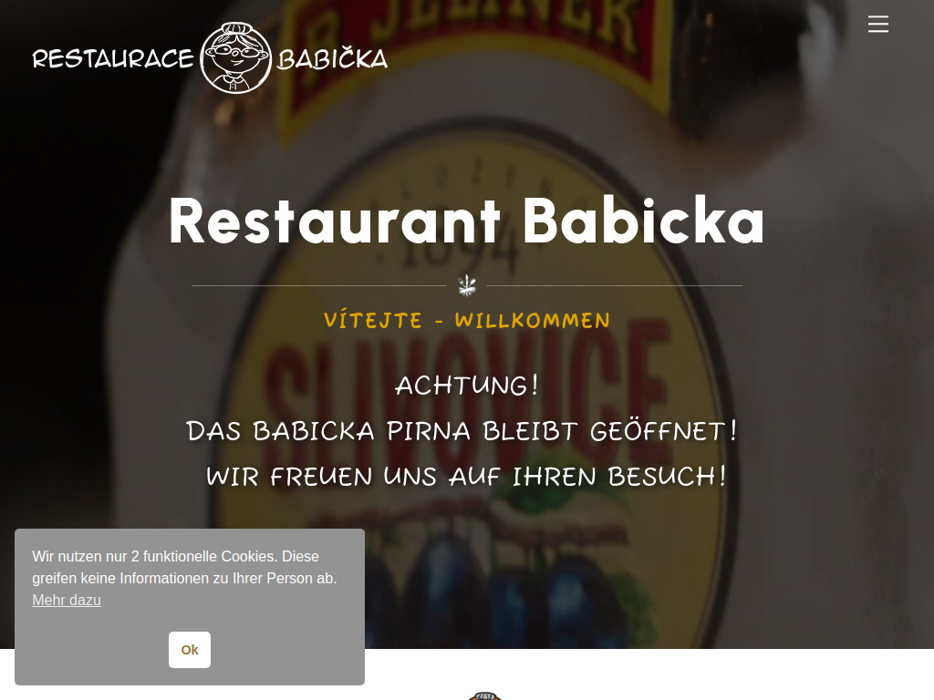 Website von Restaurant Babicka in Pirna