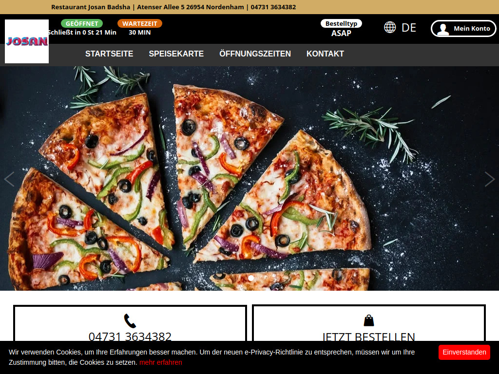 Website von Restaurant Josan Badsha in Nordenham
