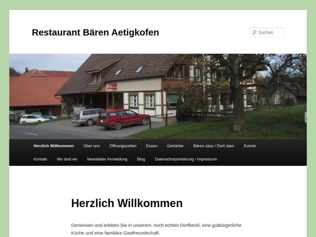 Website von Restaurant Bären Aetigkofen in Aetigkofen
