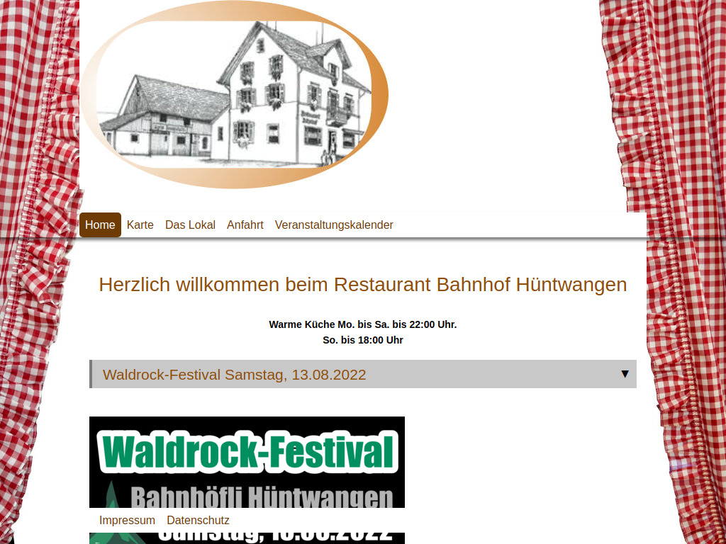 Website von Restaurant Bahnhof Hüntwangen in Hüntwangen