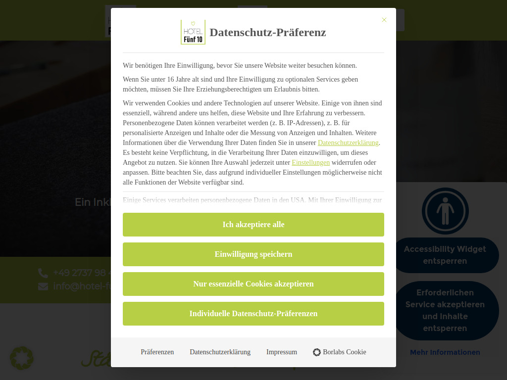 Website von Hotel Fünf10