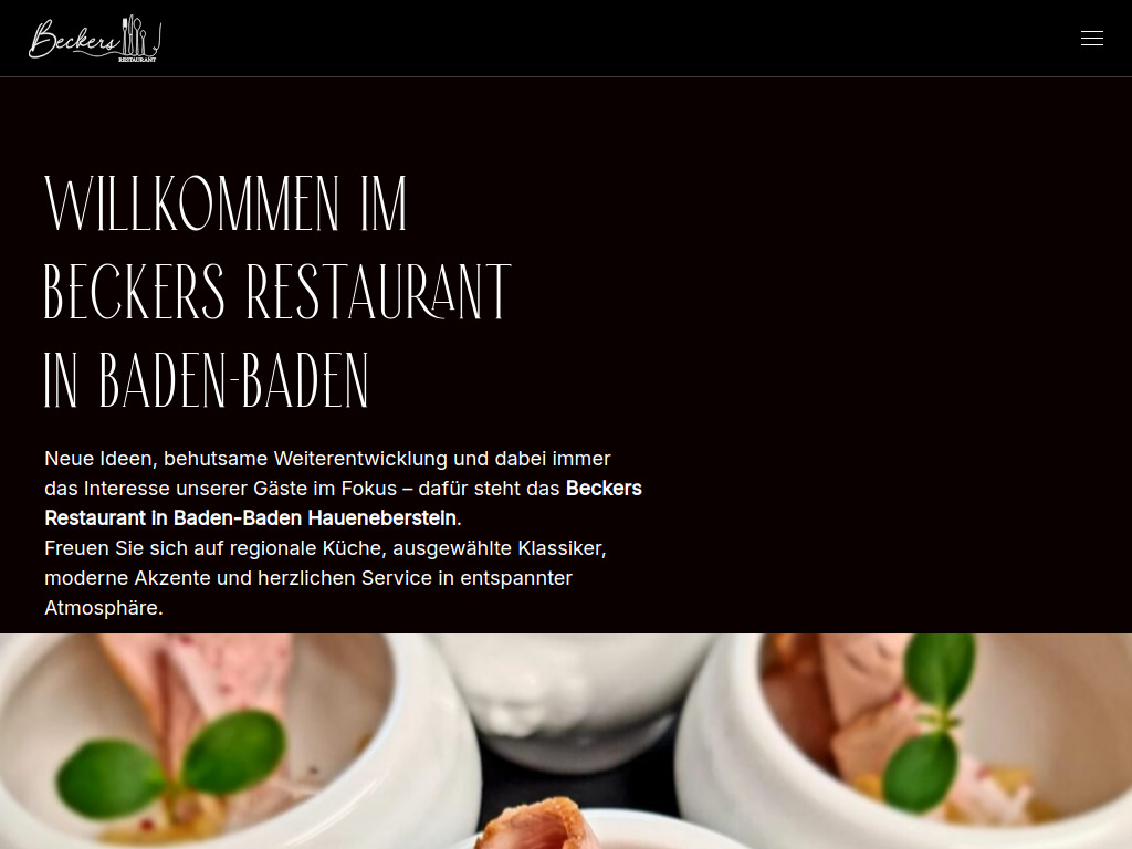 Website von Restaurant Beckers in Baden-Baden
